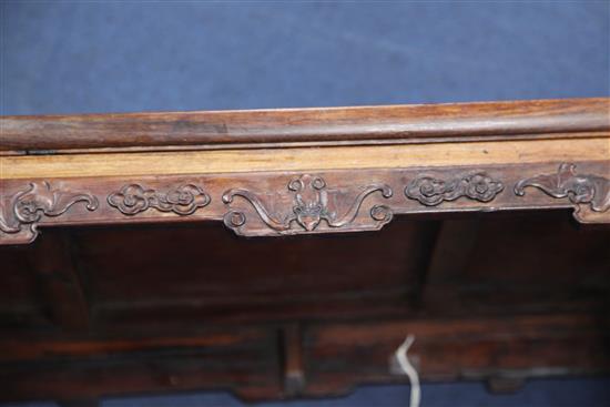 A Chinese huanghuali kang table, 18th/19th century, l. 29.5in., w. 17.25in., h. 12in., repairs